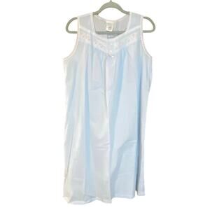 Vintage Blue Lace Trim Nightgown Simply Basic Large Cottagecore USA coquette